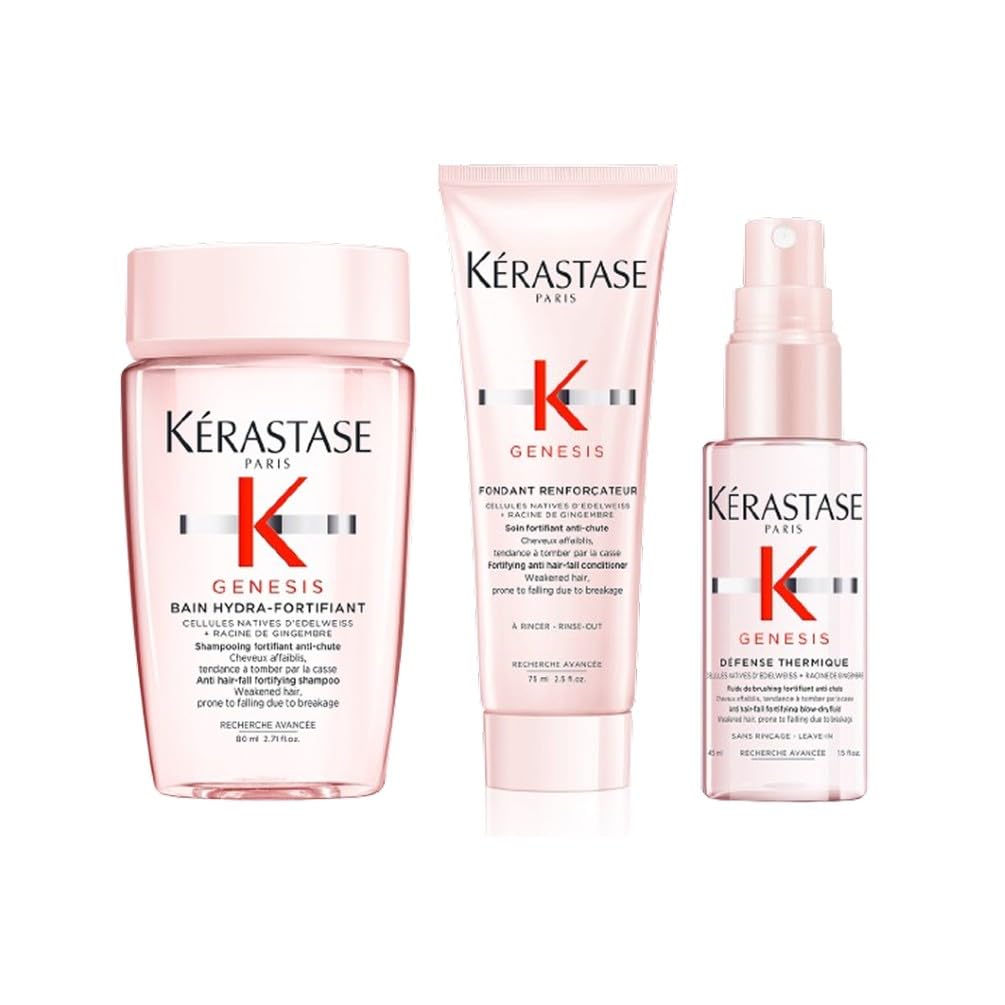 Kérastase, Genesis, Pflegeroutine mit Shampoo, Haarspülung & Hitzeschutzspray, Probierset für feines und brüchiges Haar, Gegen Haarverlust und Haarbruch