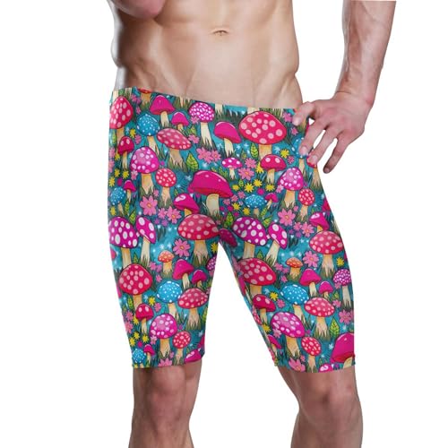 Mushroom Colorful Men's Swim Jammers Racing & Training Swimsuit Fast, Flexible,Comfortable XXXL B0401975
