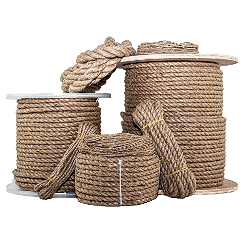 SGT KNOTS Twisted Jute Rope - Natural Fiber for Crafts, Garden, Packing, Home Decor & More (1/2" x 600ft)