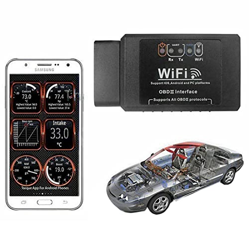 F04C OBD2 Dispositivo de diagnóstico WiFi adaptador V1.5 – Auto diagnóstico de averías escáner para iOS, Android y Windows, lector de código OBD II con datos en tiempo real, análisis de luz de