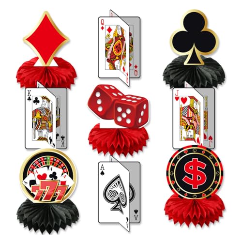 Décoration de Fête de Casino Poker Honeycomb,9 Pièces Peut être utilisé pour Les fêtes de Casino à Las Vegas-Décorations de Table en nid d'abeilles...
