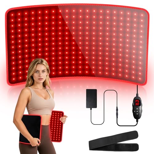 xingruyu 60 x 30 cm Rotlichtmatte für den Körper 260 LEDs flexibles Nahinfrarot-Lichtpad 660 nm & 850 nm Lichtdecke für Rücken Bauch und Knie 9 Timer- und 5 Helligkeitsstufen 3 Modi