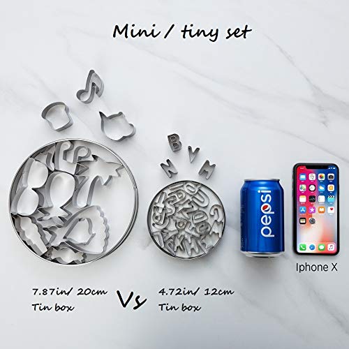 Beyond 280 Mini Tiny Stainless Steel Cookie Cutters, A-Z 26-Piece Alphabet Shapes For One-Bite Cookies, Cake Decor, Fondant Biscuit #TOP5