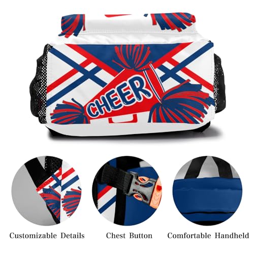 Custom Navy Red Cheer Cheerleaders Pom Kids' Backpack Personalized Child Daypacks Shoulder Bag for Primary Junior High University Gift4
