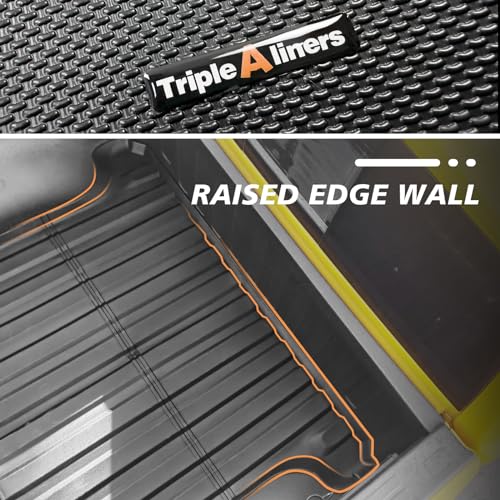 Image of TripleAliners Truck Mat Compatible with 2019-2026 RAM 1500 5.7FT Accessories, Truck Bed Mat Heavy Duty Custom Fit All Weather Protection TPE Pickup Liner, with Floor Mats