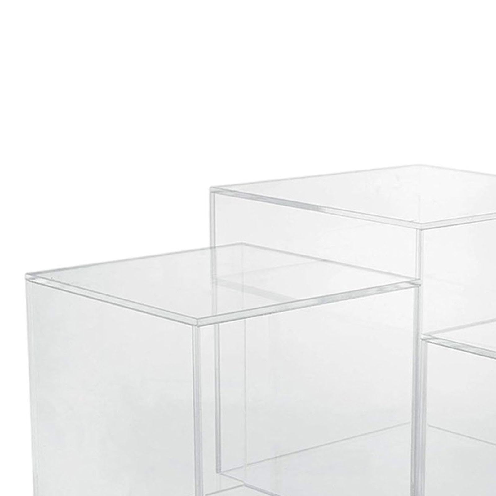 Lot de 3 présentoirs cubiques en acrylique transparent et poli pour buffet et bijoux