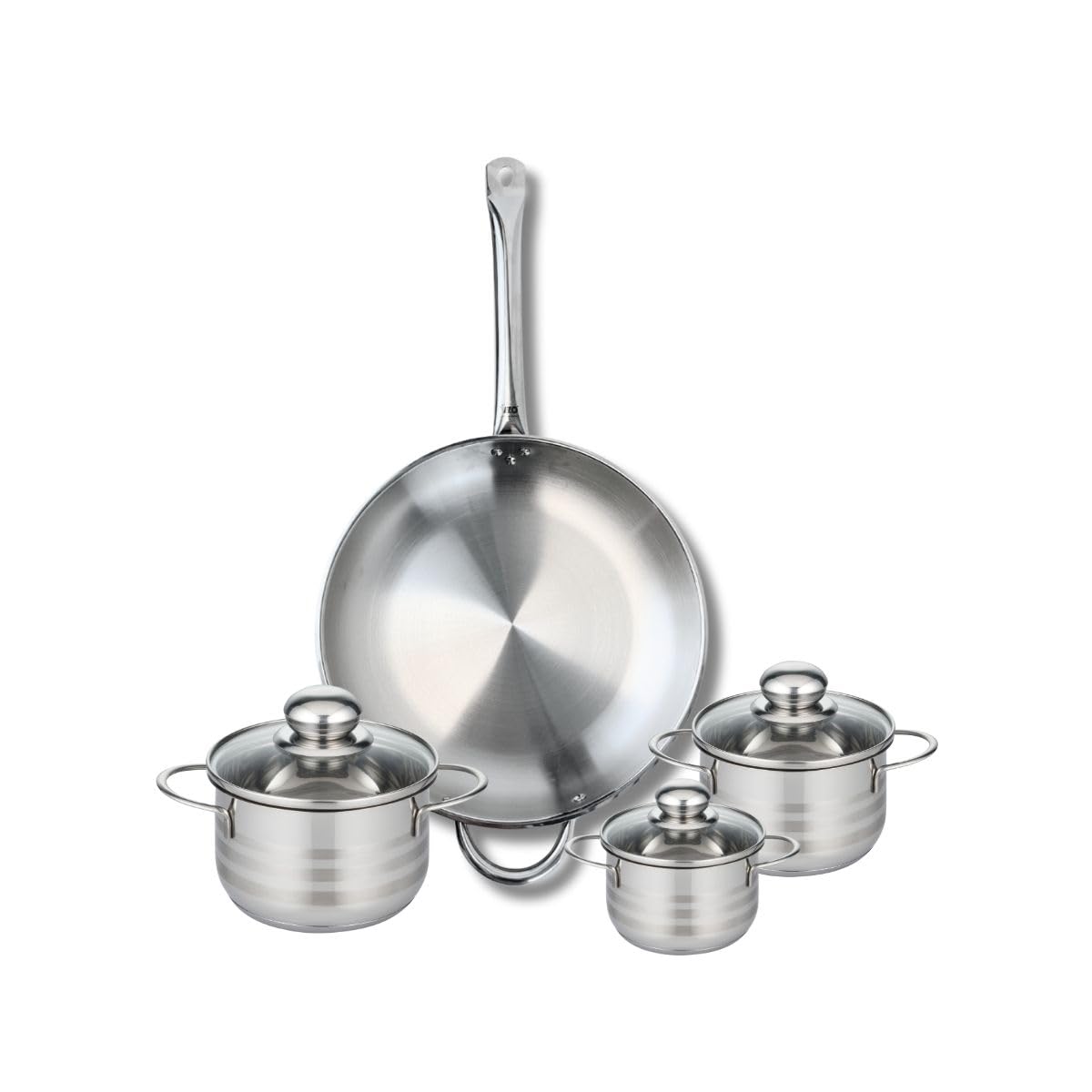 Batterie de cuisine Elo Profi Brillant en inox 4 pièces avec poêle et 3 faitouts induction