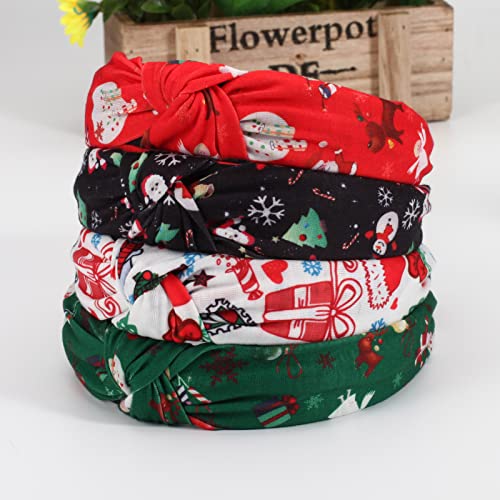 4 Pack Christmas Headbands For Women Girls Snowflake Santa Claus Snowman Xmas Tree Cane Hairbands Hair Accessories Gifts #TOP4