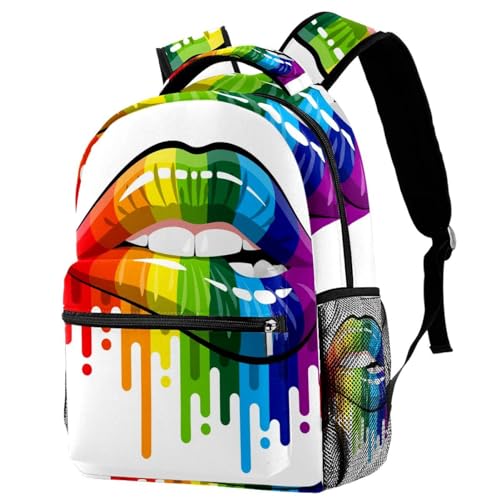 Sac à dos d'école arc-en-ciel multicolore pour adolescentes et voyages 40cm