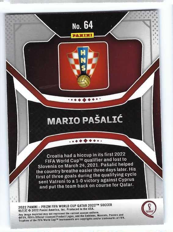 Miniatura 2 de MARIO PASALIC 2021-22 Panini Prizm FIFA World Cup Qatar 2022 Soccer #64 Card Croatia Atalanta BC