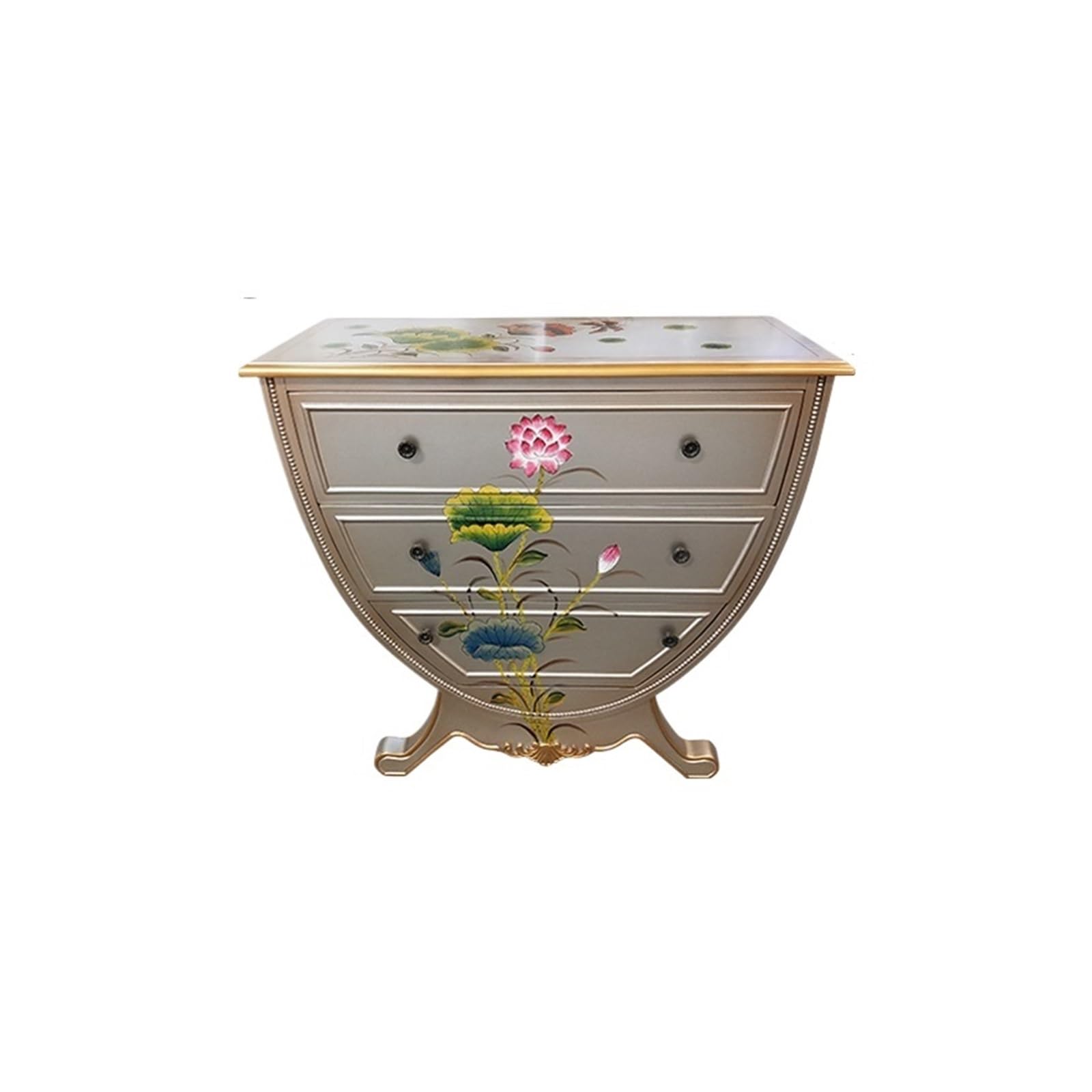 Dh2yjnbf3 Champagne Bedroom Painted Entryway Chest Vintage Of Drawers European Semi-Circle Decorative Cabinet Bedroom Storage Drawer Organizer Storage Organizer(Champagne)
