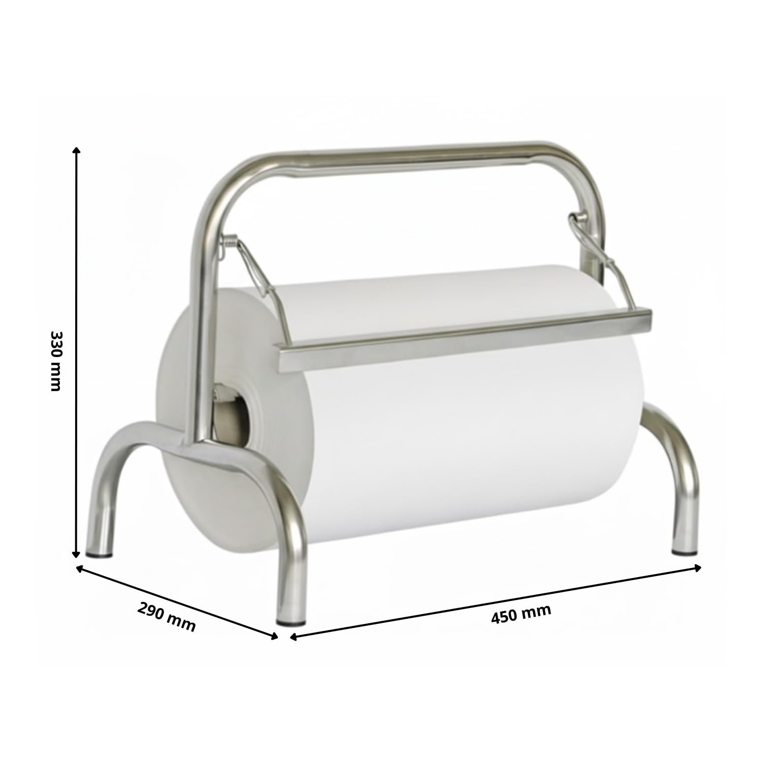 Dérouleur Papier INOX Comptoir 330 mm - Support Rouleau 400 mm - Stable - Cuisine & Atelier