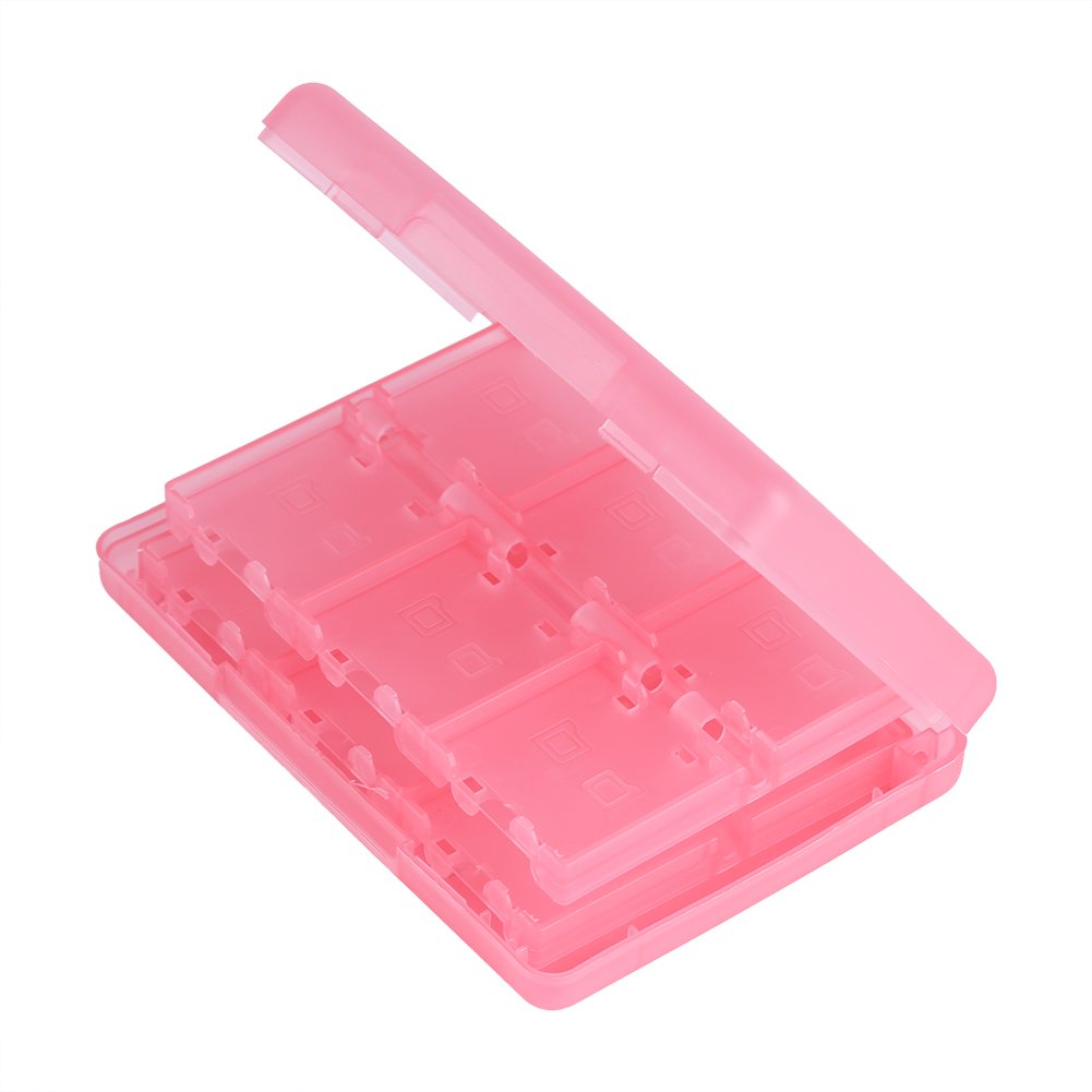 VIFER 28 en 1 Jeu Carte Mémoire Étui PP en Plastique Carte Cartouche Boîte de Rangement pour 3DS DSL DSI LL(Rose)