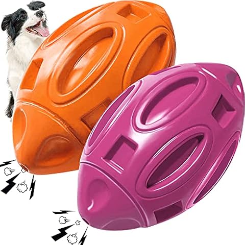2 Pack Squeaky Dog Toys for Aggressive Chewers Large Medium Small Puppy Interactive Dog Chew Toy Durable Rubber Indestructible Tough Ball Cover