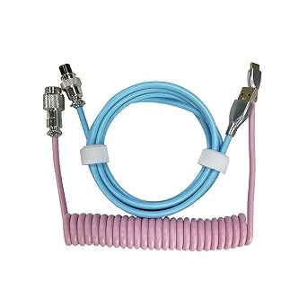 Coiled Type C USB Cable for Mechanical Keyboard,Detachable Aviator Coiled Keyboard Cable,1.8M Custom Gaming Coiled Aviator Data Cable Air Plug Connector Dark Purple