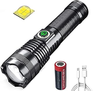 LUXJUMPER XHP70 LED Torch, Super Bright 10000 Lumens Tactical Torch USB Rechargeable Handheld Flashlight Zoomable 5 Modes Flashlight Waterproof Torches Lamp for Outdoor Camping