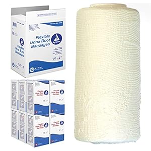 Dynarex 3454 Unna Boot Bandage, Individually Packaged, Provides Customized Compression, With Zinc Oxide, Soft Cast, 4″ x 10 Yard, Pack of 12