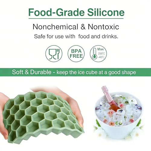 Image of Ice Cube Trays for Freezer, 3 Pack Silicone Ice Cube Mold with Lid-37 Grid, Easy-Release Reusable 111 PCS Small Ice Cubes for Ice Bucket Iced Coffee Cocktail Whisky Soup Food