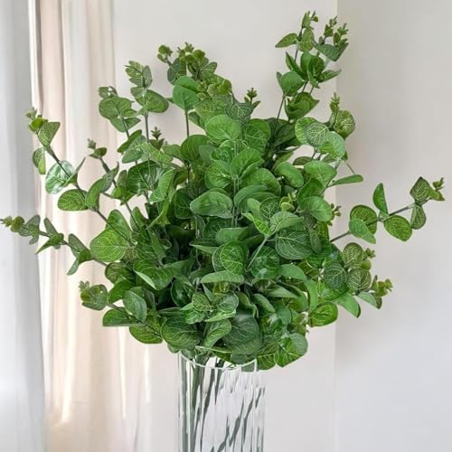 Image of Art Street Green Leaves Eucalyptus Leaf Leaves Stick for Vases or Pot | Ideal for Table Indoor Home Decoration, One Stick with 9 Head |Size 26 Inch (Pack of 2)