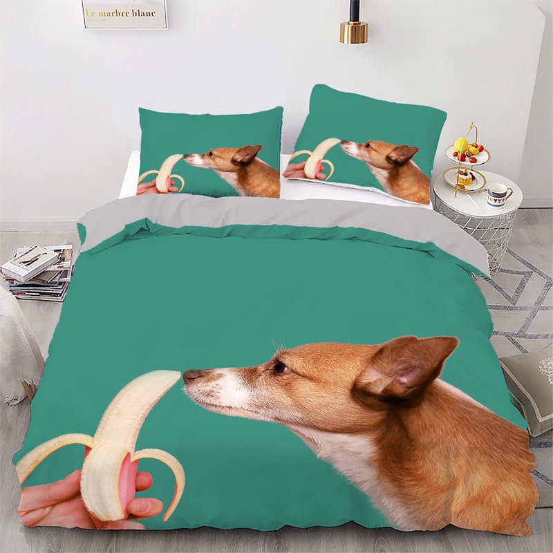 Funda nórdica de perros microfibra verde para cama 90 con almohada 50x75 cm