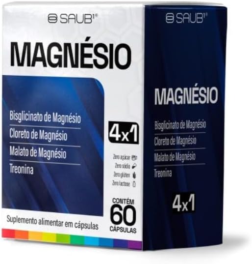 Suplemento Alimentar Magnésio 4x1 em Cápsulas 60 Unidades com Clo...