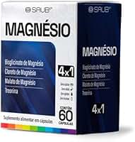 Suplemento Alimentar Magnésio 4x1 em Cápsulas 60 Unidades com Cloreto Bisglicinato Malato e Treonato de Magnésio