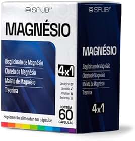 Suplemento Alimentar Magnésio 4x1 em Cápsulas 60 Unidades com Cloreto Bisglicinato Malato e Treonato de Magnésio