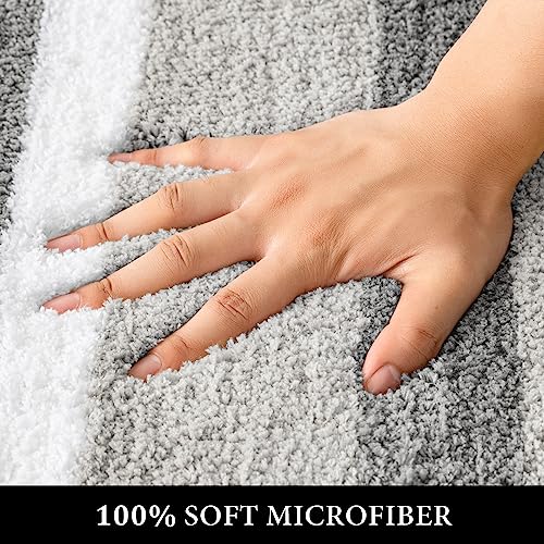 MIULEE Bath Mats Extra Soft Non Slip Absorbent Shower Mat Bathroom Rug Door Mat Inside Kitchen Rugs Carpet Washable for Bedroom Kitchen Entrance 20x20 Inch 50x50cm Yellow and Grey