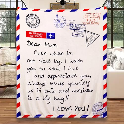 Magicoco Coperta regalo per la festa della mamma, coperta regalo per mamma da figlia, figlio, regalo di compleanno per la mamma, coperta in flanella con bradipo, 130 x 150 cm