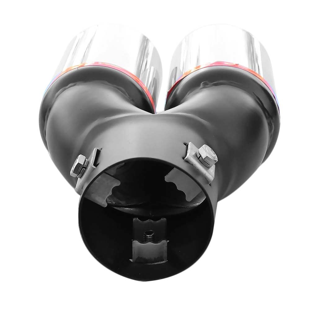 Doppel Auspuffblende Endrohr Auspuff Universell Schalldampf Doppelendrohr Sport Sportauspuff Blende Edelstahl Rund von 33mm bis 50mm