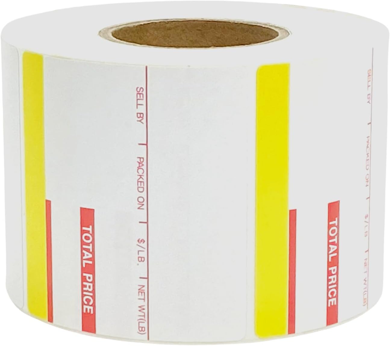 VisionTechShop ISHIDA 1828 Printing Scale Label, AC, Astra, RED/Yellow UPC 64mm x 59mm, 625 Per Roll, 12 Rolls per Case