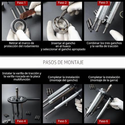 Extractor de cojinetes JAOGAUS para desmontar rodamientos internos con 6 pinzas 5