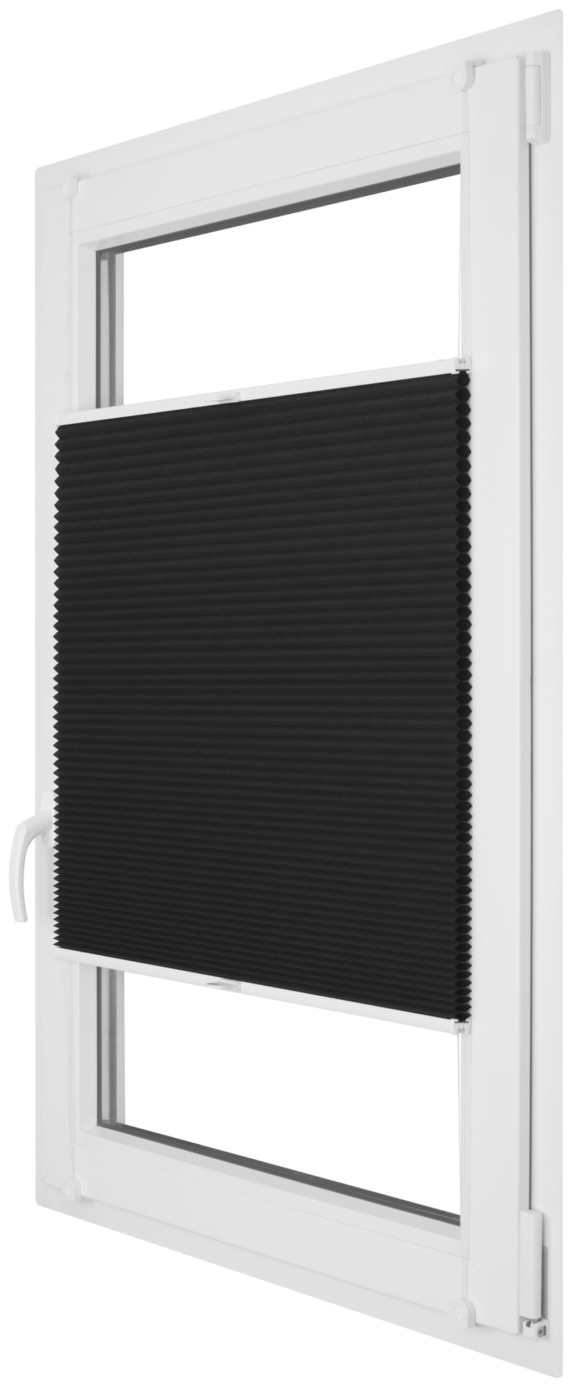 RENA Wabenplissee Thermo Plissee ohne Bohren Verdunklungsplissee Blickdicht Fenster Balkonfenster Balkontür Verdunkelung Sonnenschutz Innen Sichtschutz Hitzeschutz Schwarz 65x200 cm