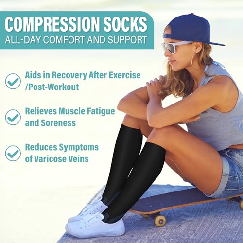 Image of 3 Pairs Compression Socks for Women and Men 15-20mmHg-Circulation Support Socks- Best for Medical,Running,Athletic