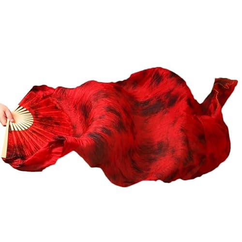 WENYOG SchleierfäCher 1Pair / 1 stück Echt Seide Bauchtanz Schleier Fans Bambus Handmade gefärbte Leistung Langer Lüfter Bauch Tanzen Seide Fans 647 (Color : 19, Size : 1pair realsilk 120cm) Cover