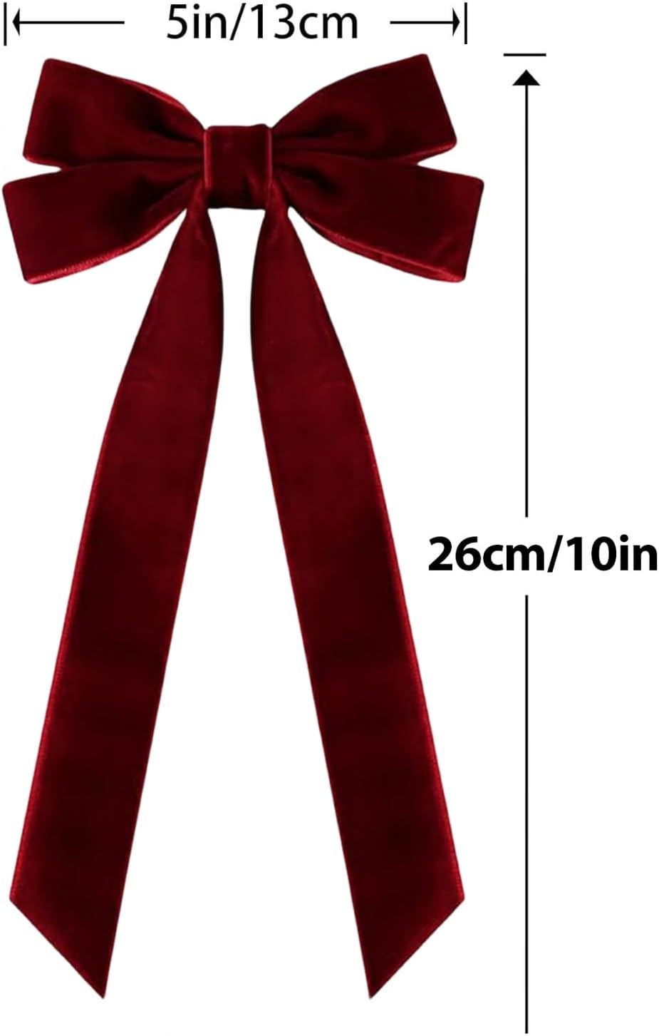 12Pcs Wine Red Velvet Ribbon Bows Christmas Tree Decorations,5in x 10in Xmas Ornaments for Tree, Velvet Bows for Christmas Tree Front Door Wreath Holiday Decor Style3