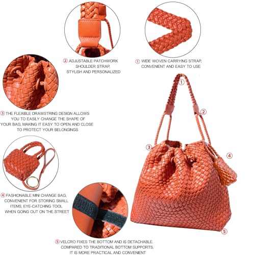Bolso tejido JINMANXUE para mujer, hobo playero ligero miniatura 6