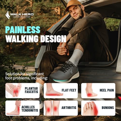 Image of Walking Shoes Men for Plantar Fasciitis, Orthopedic Shoes with Arch Support, Lace Up Non-Slip Men's Road Running Shoes