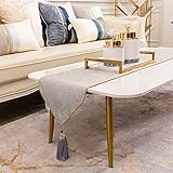 Avigers 12 x 72 Inch Decorative Luxury Abstract Striped Silver Gray Table Runners with Tassels for...