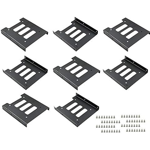 PHITUODA 8Pcs 2.5" to 3.5" SSD HDD Hard Disk Drive Bays Holder Metal Mounting Bracket Adapter with Screws for PC Cover