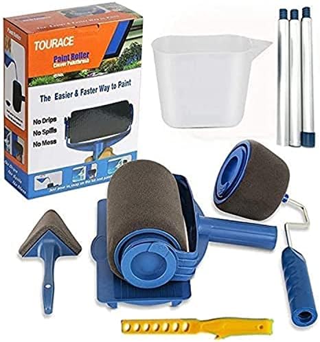 TOURACE 9Pcs/Set Paint Roller Set with Sticks Paint Roller Pro Transform Your Room in Just Minutes Quickly Decorate Runner Tool Painting Brush Set
