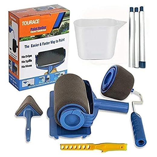 TOURACE 9Pcs/Set Paint Roller Set with Sticks Paint Roller Pro Transform Your Room in Just Minutes Quickly Decorate Runner Tool Painting Brush Set