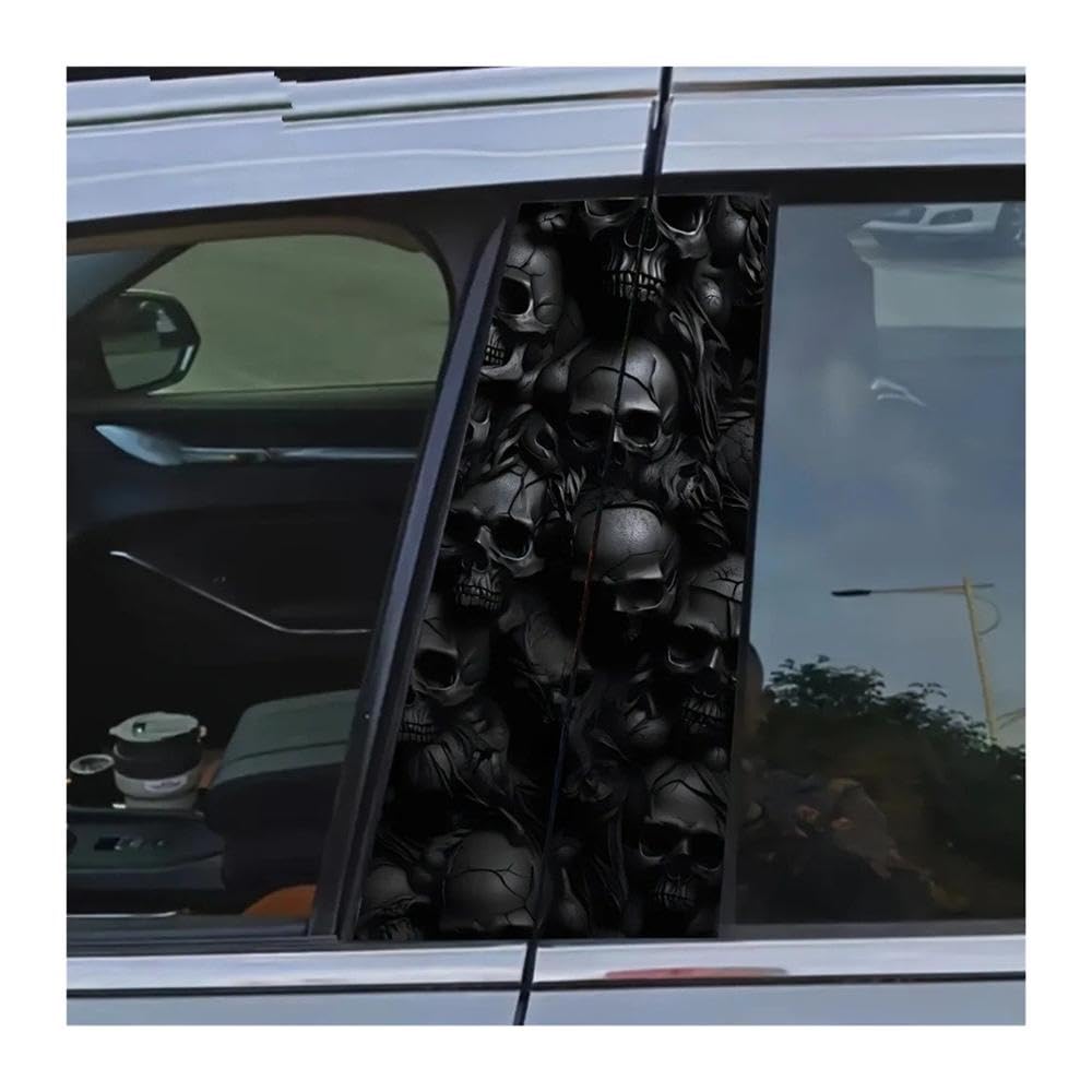 Bertdcx One Color Car Sticker Horror Skull Door Post Sticker Self Adhesive Waterproof Vinyl B Pillar Protective Film Auto Parts