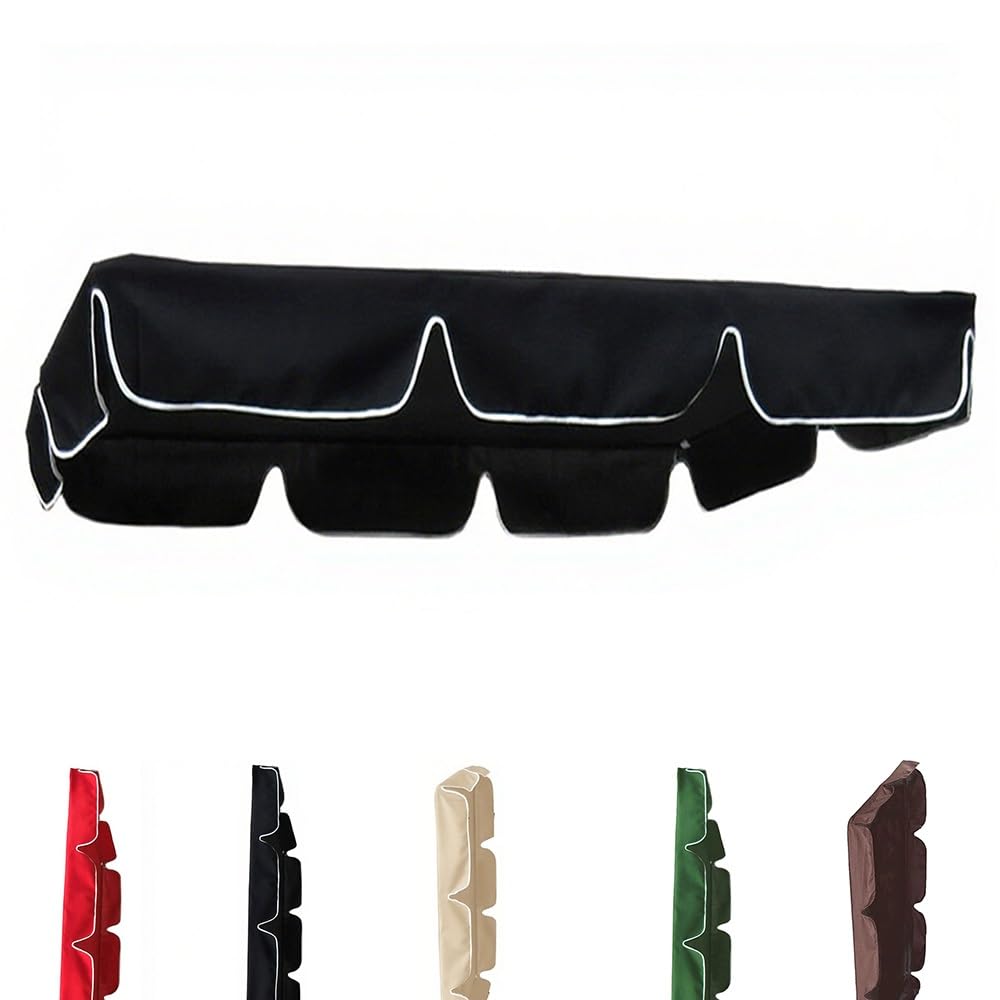 Toit De Rechange De Balançoire Imperméable Anti-UV 142×120 164×114 190×132 195×125 210×145cm Toile De Balancelle De Jardin Terrasse Balcon(Black,74.8x47.2in-190x120cm)