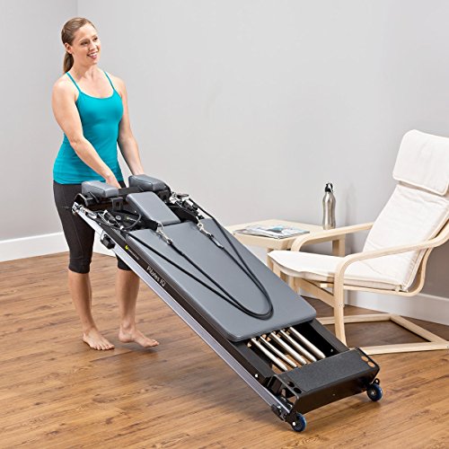 balanced body Pilates IQ Reformer with Wheelbarrow Wheels, Portable, Home Studio Equipment, Home-Gym Exercise Machine