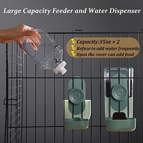 image for Kenond 35oz Hanging Automatic Pet Food Water Dispenser, Auto Gravity P