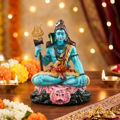 Image of Shiva Idol for Car Dashboard & Home Decor | 3.5 Inch Resin Shiv Ji Idol for Pooja Room, Living Room, Office, Spiritual Showpiece & Gift (7x5x9 cm)