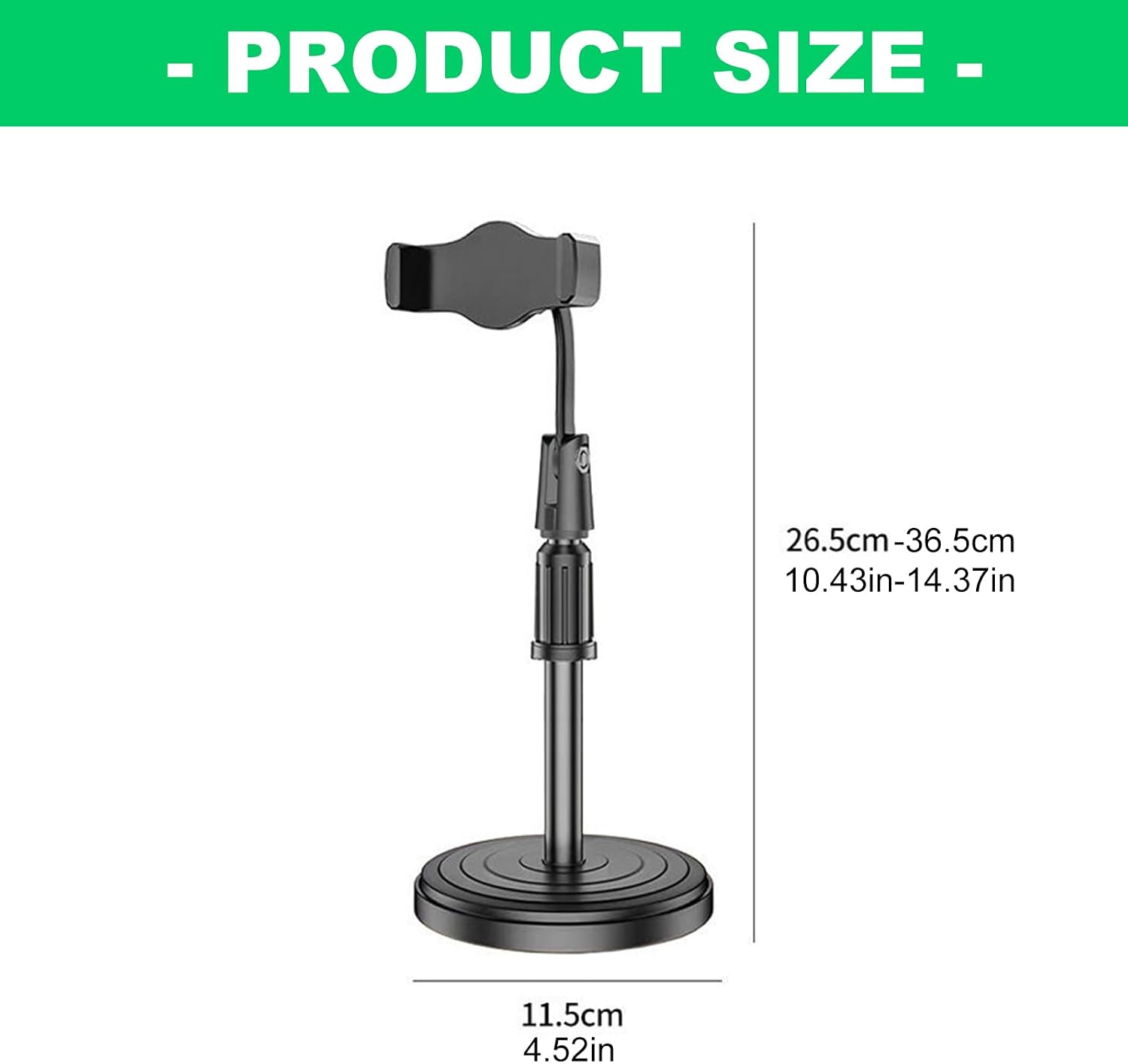 Cellphone Stand, Adjustable Height & Angles, Overhead Camera Phone Mount for Desk Flexible Arm Phones Holder Desk Phone Holder Stand