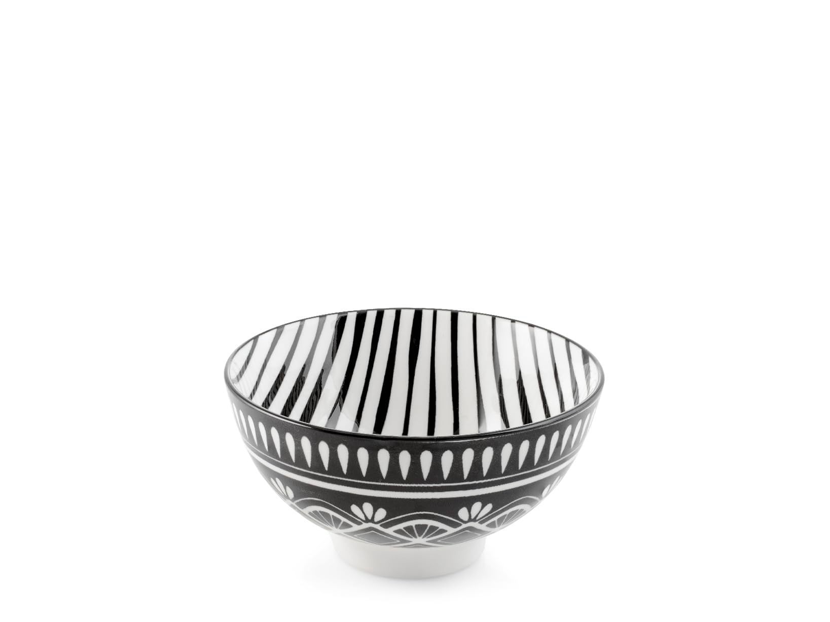 H&H, Set 6 ciotoline Mirage in Porcellana Decorata Bianco e Nero – Ø 12,5 cm – Lavabili in Lavastoviglie e Utilizzabili in Microonde e Forno Tradizionale