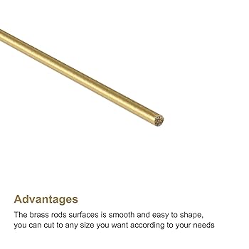 Sourcing Map 10pcs Brass Rod Solid Round 0.8mm Diameter 300mm